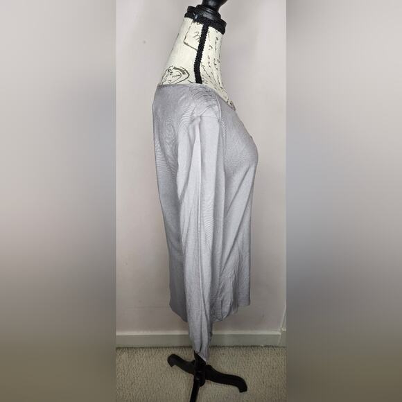 NWT SPENSE Womens Longsleeve Grey Blouse Keyhole Patterned Panel Front Size S - Picture 3 of 11